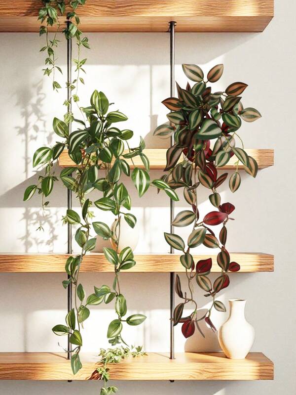 1/2/4pcs Artificial Plants, Hitchhike,Four Choices,A,Red Zebrina,Inchplant,B,Green Zebrina,C,Peperomia,D,Fittonia Inchplant Green Decorations Without Pots For Year Round Decorations, School Dormitory, Office Decorations, Parties, Birthdays, Home Decorations, Spring And Summer Decorations For Hotels, Restaurants, Living Rooms, Bedrooms, Weddings, Kitchens And Garden Decorations