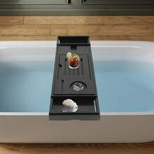 SENDERPICK Bath Serving Table Tray Expandable Bathtub Shelf Caddy Tray Bathtub Storage Rack For Candle Towel - Black - View 8
