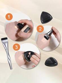 Traceless Flat-Head Foundation Brush, Ultra-Thin Foundation 4-In-1 Liquid Foundation Artifact Powder Puff, Professional Multi-Purpose Eyebrow Brush With 3D Effect, 1 Large Makeup Powder Puff + 2 Smooth Foundation Brushes + 1 Large Palette, Straight-Shaped Foundation Brush, Mask Brush, Flat-Head Liquid Foundation Brush, Thin, Traceless And Powder-Free Makeup Brush, 1/2/3/4-Piece Makeup Brush Set