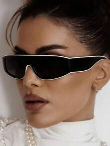 1 Cặp kính mắt mèo gọng nhỏ kiểu retro hiện đại, phong cách punk tối giản unisex, phù hợp cho trang phục thường ngày, dự tiệc, chụp ảnh đường phố và trình diễn thời trang. - màu đen - Xem 7