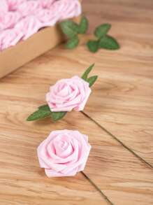 5/10/15/20/25/30 piezas Rosas falsas de aspecto realista con tallos para manualidades, decoraciones de bodas, centros de mesa, arreglos, fiestas, baby shower y decoración del hogar (sin caja, empaque en bolsa de OPP) que incluyen tres hojas