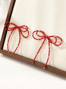 1 Pair Fashion Multi-Layer Butterfly Beaded Tassel Earrings For Women