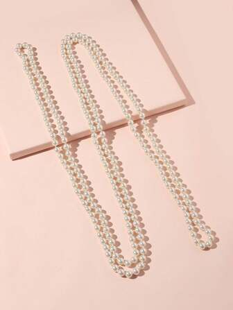 1 pieza Collar ajustable de varios niveles con perlas de vidrio versátil para mujeres