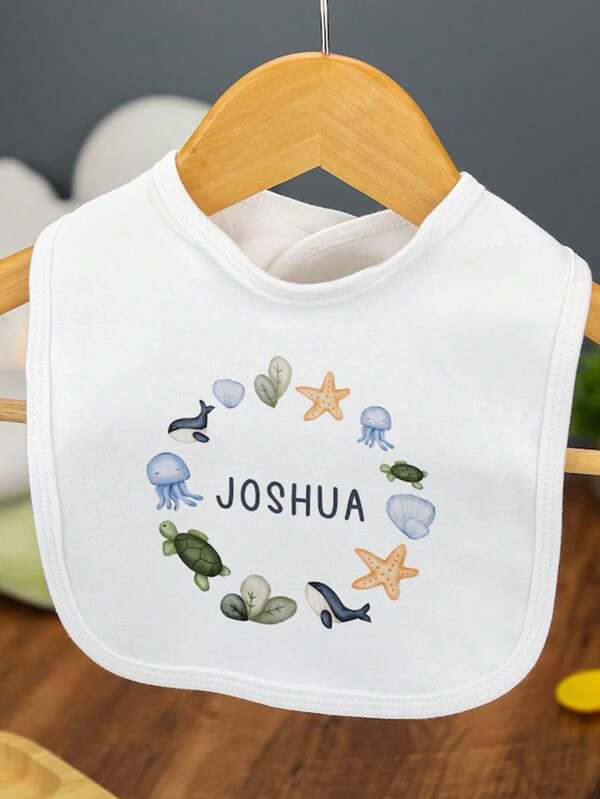 Babador de bebê personalizado, 1 peça, personalizado com nome do bebê, estampa de desenho animado, presente ideal para batizado, filha, chá de bebê