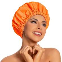 Gorro de Ducha Reutilizable para Mujeres, Gorro de Ducha Impermeable, Gorro de Baño Lavable con Banda Elástica para Cabello Largo, Trenzas (Rosa) - Naranja - Ver 13