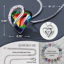 Leafael Women, Love Birthstone Heart Pendant, Birthday Jewelry Gifts Her, Mom, And Wife, Silver Plated, 18 Plus 2 Inch Adjustable Chain - 13a-protection-rainbow Black - View 3