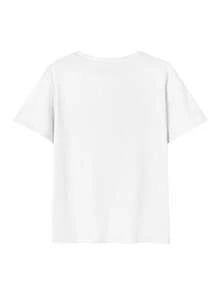 100% Cotton Ladies Short Sleeve T-Shirt, Stylish, Loose, Casual Crew Neck Top - 白色 - 查看 3