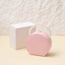 1 Piece PortableJewelry Box Pink For Women, Small Travel Jewelry Organizer With Zipper, Mini Elegant Storage Case For Earrings Rings Necklaces Bracelets, Compact Makeup Pouch, Dorm Essentials, School & Travel Must Haves