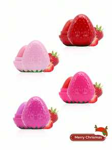 1/4pcs Strawberry Flavored Lip Balm, Enhances Lips Volume, Long-Lasting, Moisturizing, Nourishing, Lip Care, Women's Lip Line Reparing Perfect Christmas, Halloween Gifts - 彩色 - 查看 12