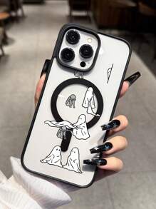 1 pieza Funda de teléfono magnética inalámbrica con carga creativa personalizada de acrílico y antideslizante, adecuada para 16 15 14 13 12 11 Pro Max, funda de teléfono transparente