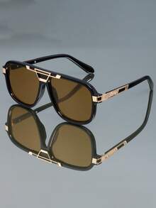 新款时尚复古金属双梁飞行员大镜框高品质独特户外旅行装饰眼镜，男女皆宜，适合街头潮流、沙滩派对、度假、休闲、商务、通勤和优雅个性化 - 彩色 - 查看 2