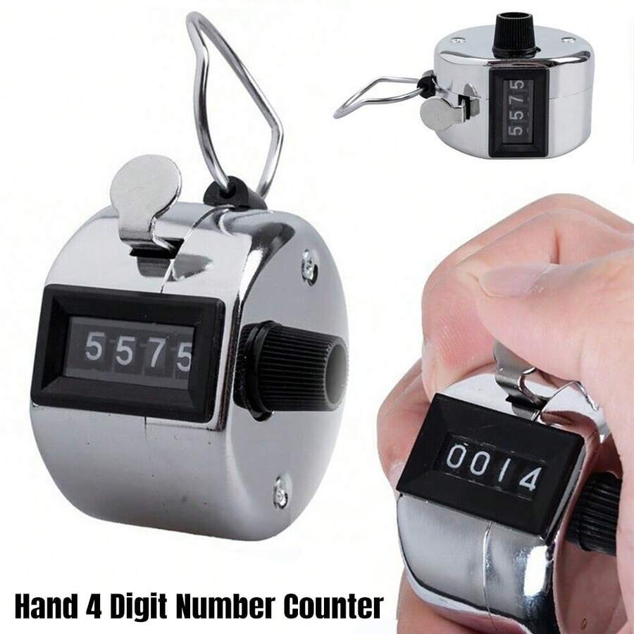 5pcs 2x4 Digit Counting Manual Hand Tally Number Counter Mechanical Click Clicker New - Silver - View 1