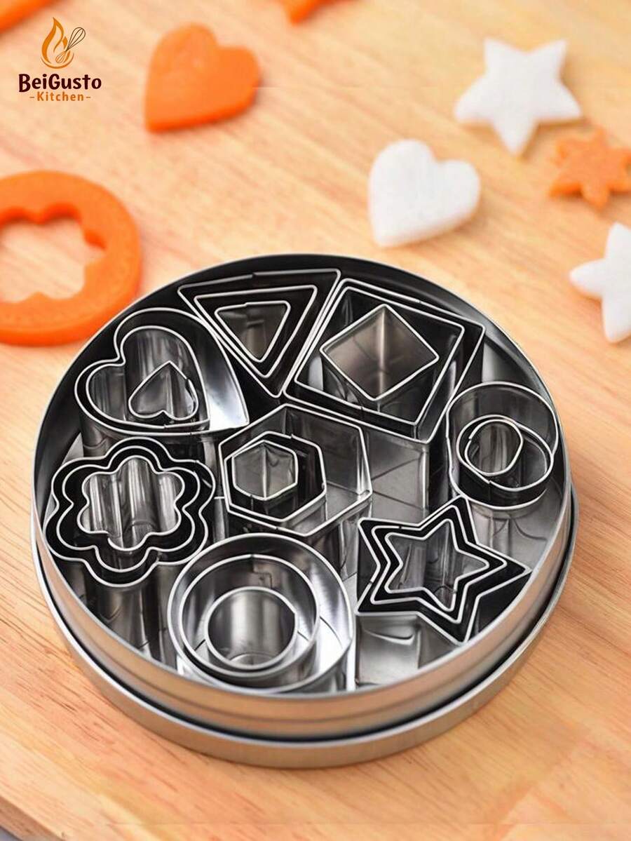 Stainless Steel Baking Mold Set - 11/24-Piece Multi-Purpose Cookie Cutters For Mousse Cake, Donut, Fondant & Biscuit Making, Professional Kitchen Tools With Storage Box - Versatile Pastry Molds For Family Baking, Birthday Parties, Creative Dessert Decorations (Home Kitchen Essentials) - Silver - View 1