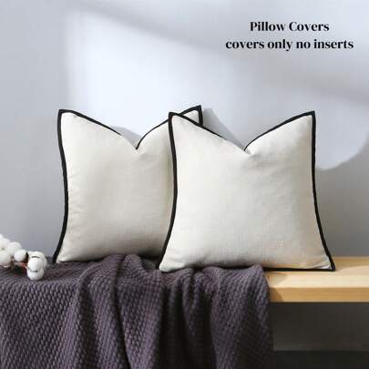 1pc Pillow Cover (Pillow Insert Not Included), Suitable For All Seasons, Home Decorative Throw Pillow Cover For Sofa, Soft & Comfortable Cushion Cover, Farmhouse Style With Fringe Trim