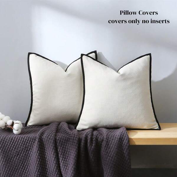 1pc Pillow Cover (Pillow Insert Not Included), Suitable For All Seasons, Home Decorative Throw Pillow Cover For Sofa, Soft & Comfortable Cushion Cover, Farmhouse Style With Fringe Trim