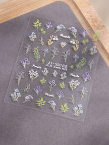 2/4 Pcs Spring Wildflowers Embossed Three-Dimensional Colorful Flower Nail Stickers, Monet's Garden Flowers Small Floral Patterns, Adhesive Back Self-Adhesive Acrylic Nail Art Decals, Suitable For Women And Girls Fashion DIY Manicure - Multicolor - View 9