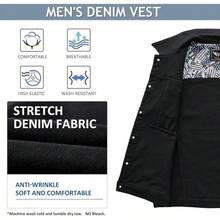 Denim Vest Jacket For Men Fashion Stretchy Trucker Sleeveless Jean Outerwear