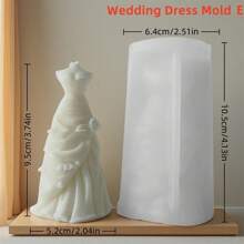 Molde de Silicone para Vela de Vestido de Noiva Nupcial 3D, Fácil de Usar e Limpar, Decoração Elegante para Casa, Perfeito para Casamentos e Presentes de Feriado, Moldes de Vela com Tema Nupcial DIY