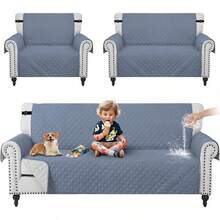 Funda de Sillón de 3 Piezas, Impermeable, Resistente a los Arañazos, Antideslizante, Funda de Sofá Lavable, Tela Ultra Suave y Elástica, con Hebilla Ajustable, Funda de Sofá Acolchada - Negro - Ver 11