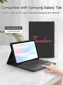 Funda protectora personalizada con teclado táctil compatible con Samsung Galaxy Tab S6 Lite de 10.4 pulgadas, iPad Air de 11 pulgadas (M2) - 2024/iPad de 10.2 pulgadas, teclado desmontable con panel táctil, equipado con soporte de visualización múltiple, ranura para lápiz incorporada en la funda protectora, el teclado admite uso dividido - Multicolor - Ver 1