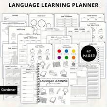 47 Page Language Learning Plan For Adults - Vocabulary And Grammar Organizer With Weekly/Monthly Logs, Grammar Checklists, Mind Maps, Writing Tips, And Color Coded Tabs - Comprehensive Language Acquisition Notebook For Effective Learning Habits And Progress Tracking, Language Learning Tools | Engaging Design | High-Quality Paper Materials, Language Learning Notebook,School Supplies,Back To School
