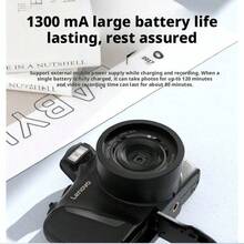 Lenovo C35 Digital Camera 64 Million Pixel Ultra-Clear Shooting 5-Axis Electronic Image Stabilization Beauty Filter + 4K Video Recording Retro Card Body Travel Vlog Artifact - Black - View 3