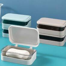 1 Peça Porta-Sabonete com Cobertura Criativa e Virável, Caixa de Sabão Drenante Transparente e Minimalista para Casa, Dormitório, Banheiro, Varanda