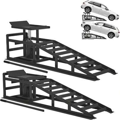 2 Pack Hydraulic Car Ramps 5T 10000lbs Low Profile Car Lift Service Ramps Truck Trailer Garage,Height Hydraulic Vehicle Ramps, Lift Height 11.61-16.21 Inches