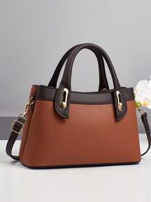 新款多层女士手提包，欧美风格女士单肩包，拼接斜挎包，适合旅行和购物，时尚女士托特单肩斜挎包，百搭休闲奢华大容量包，可单肩或斜挎 - 彩色 - 查看 9