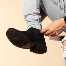 Men's Chelsea Boots Suede Leather - 黑色 - 查看 2