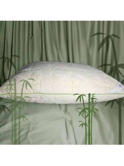 Bamboo Kussen 50x70 Cm, 100% Katoenen Fabric, Quilted Surface, Filled 20% Bamboo, Groen Piped Edges Made In Turkey view 2
