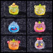 Mini decoración de Halloween, accesorios 3D de dibujos animados DIY, calabaza luminosa de dibujos animados, decoración de Halloween, ornamento de escritorio/auto, pasador de pelo DIY, decoración de casa de muñecas, regalo para fiestas, cumpleaños, Navidad, San Valentín, Año Nuevo