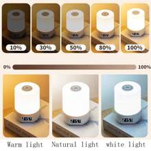 1 件智能 LED 夜灯带时钟，床头遥控器，3 色护眼照明，USB 充电，可调光，适用于卧室、婴儿房、成人和儿童，哺乳灯 - 白色 - 查看 6