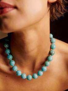 1 chiếc vòng cổ thắt nút bằng nhựa hình đám mây hình học Bohemian dành cho nữ, phong cách thời trang Châu Âu và Châu Mỹ, thích hợp cho lễ hội và đeo hàng ngày - Vòng cổ hạt mây thủ công - Xem 5