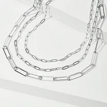 1pc Fashionable Multi-Layer Metal Necklace, Suitable For Everyday Wear - Silver - View 1