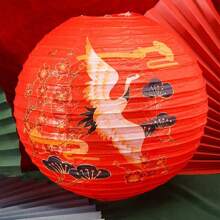 3pcs/5pcs Set Of Plum Blossom Lantern, Cherry Blossom Hanging Paper Lantern, Crane Lantern (Excluding Light), Decor For Oriental Chinese Restaurant, Japanese Home, Wedding Party, New Year, Birthday, Bathroom Hanging