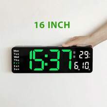 TRMVY 13/16 Inch Large Display Digital Wall Clock LED Digital Clock Time Temp Date Week Display Table Clock Wall-Mounted Dual Alarms LED Clocks, Timer, Automatic Dimming, For Home Living Room And Office Decoration