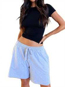 Women's Summer Casual Shorts Drawstring Waistband Beach Streetwear Shorts With Multi Pockets