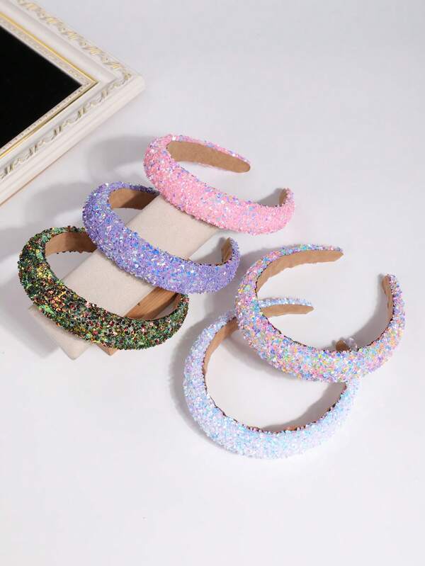 1pc Sparkling Colorful Sequin Headband, Elegant Luxury Fashion Hairband, Korea Style Hair Accessory