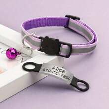 Reflective Cat Collar Personalized Pet ID Tag, Separation Cat Collar With Name Tag, Kitten Collar With Bell, Suitable For Male Puppies And Female Puppies And Cats