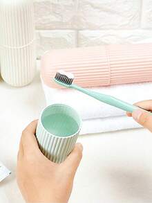 带盖牙刷架，透明牙刷盒，便携式牙膏收纳盒，旅行洗漱杯，露营、出差、返校、旅行、居家必备 - 彩色 - 查看 10