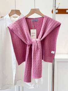 1pc Women Solid Color Crochet Pattern Dopamine Design Candy Color Bright Scarf Shawl