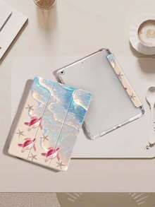 غطاء لأجهزة iPad متوافق مع iPad (A16) الجيل 11 بمقاس 11 بوصة 2025 ، وiPad Air 11 (2025) ، وiPad الجيل 10 بمقاس 10.9 بوصة 2022 مع حامل قلم ، مثلث القاعدة ، غطاء واقي ، صحوة/ سبات تلقائي ، هدية جميلة لعودة المدارس ، عيد الحب ، العطلات ، مطبوع عليه طبعات أمواج وأسماك السلحفاة والنجوم البحرية