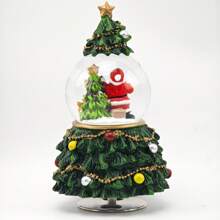 Christmas Crystal Ball Rotating Music Box, Christmas Tree Santa Claus Desktop Decoration For Office Home, Birthday Holiday Anniversary Gifts