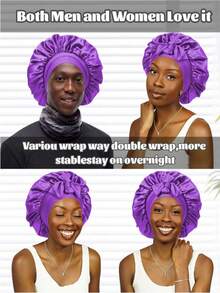 1pc Luxurious Satin & Silk Sleep Bonnet - Adjustable Tie Band For Unisex Hair Protection, Summer & Back To School - Multicolor - View 4