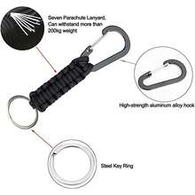 2 Pack Paracord Keychain Carabiner Clips Parachute Cord Lanyard Hanger Hook - Orange - View 7