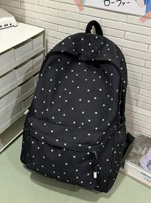 This Fashionable And Versatile Women's Shoulder Bag Features A Polka Dot Pattern Design, Suitable For Daily Use, School, And Commuting. It Provides Ample Storage Space And Has A Minimalist Aesthetic.