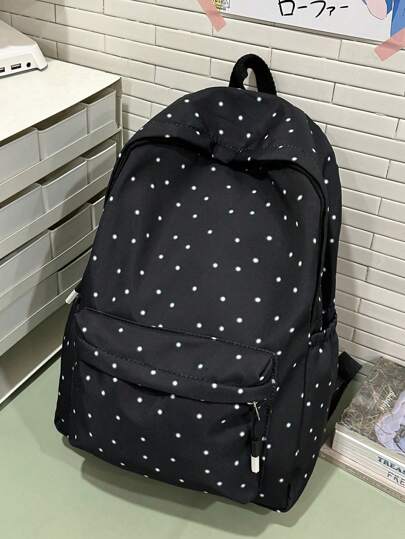 This Fashionable And Versatile Women's Shoulder Bag Features A Polka Dot Pattern Design, Suitable For Daily Use, School, And Commuting. It Provides Ample Storage Space And Has A Minimalist Aesthetic.