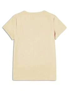 Women's Clothing, Summer Cotton Off-The-Shoulder T-Shirt, Brooklyn Text Print,  Casual Top For Women, Designer Women's Clothing. - 貝斯 - 查看 2