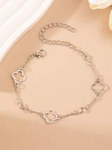 2 pièces/set Bracelet classique mode noir, blanc, trèfle, set